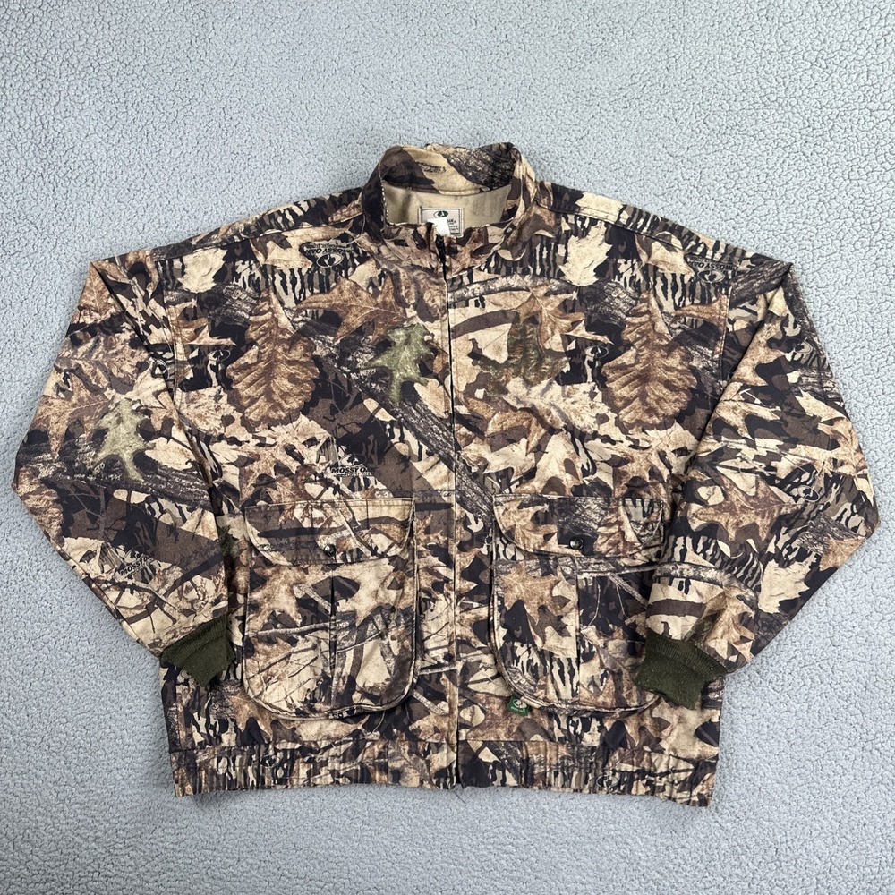 Vtg 90s Mossy Oak Camo Jacket Men 2XL Forest Floor Camo Full Zip Made in USA